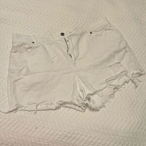 Aerie White Denim Shorts Ripped